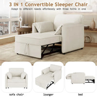 Canapé-lit convertible Roomfitters, fauteuil-lit 3 en 1 avec dossier réglable et coussins épais, structure en lin