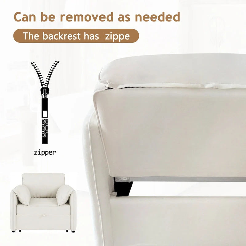 Canapé-lit convertible Roomfitters, fauteuil-lit 3 en 1 avec dossier réglable et coussins épais, structure en lin
