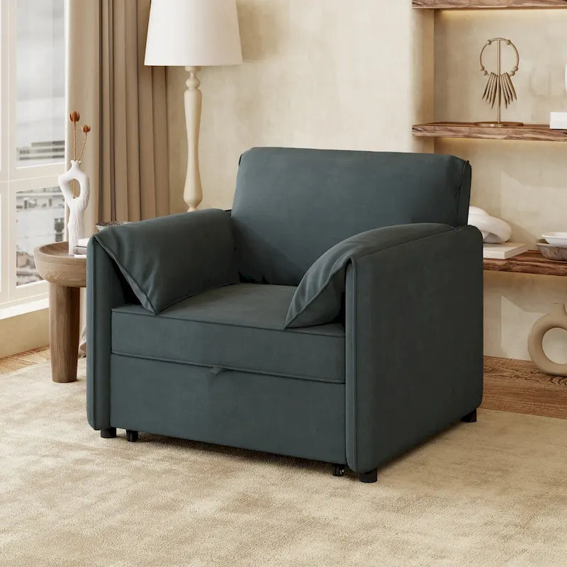 Canapé-lit convertible Roomfitters, fauteuil-lit 3 en 1 avec dossier réglable et coussins épais, structure en lin