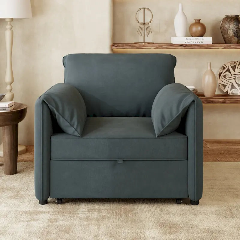 Canapé-lit convertible Roomfitters, fauteuil-lit 3 en 1 avec dossier réglable et coussins épais, structure en lin