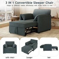 Canapé-lit convertible Roomfitters, fauteuil-lit 3 en 1 avec dossier réglable et coussins épais, structure en lin