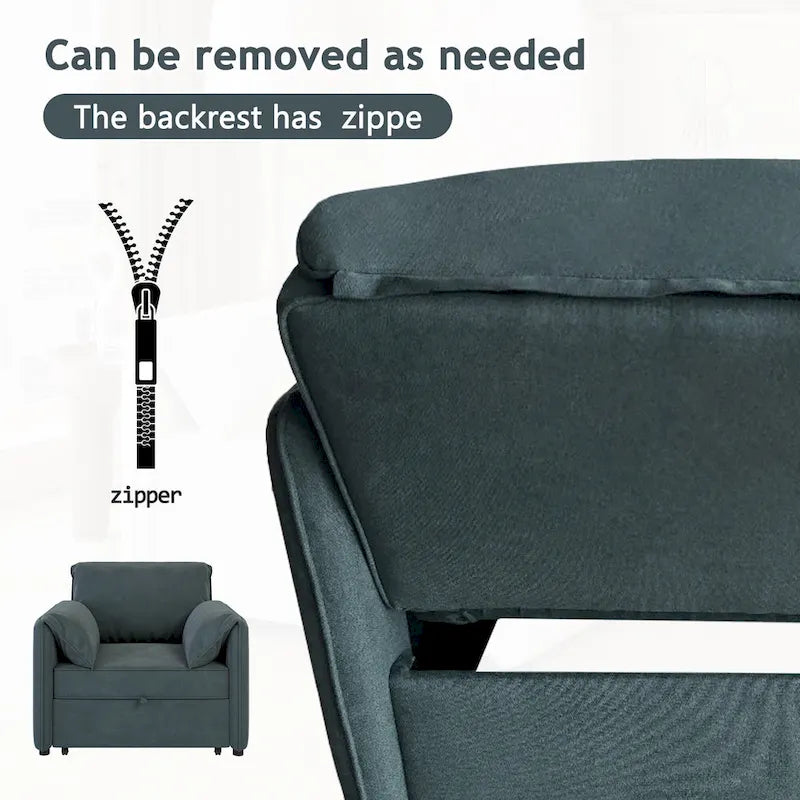 Canapé-lit convertible Roomfitters, fauteuil-lit 3 en 1 avec dossier réglable et coussins épais, structure en lin