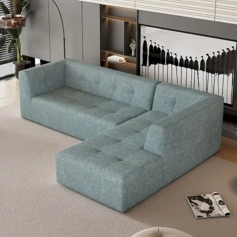 Ensemble Canapé Sectionnel Modulable Forme L pour Salon Moderne Minimaliste, Canapés Rembourrés Assise Profonde