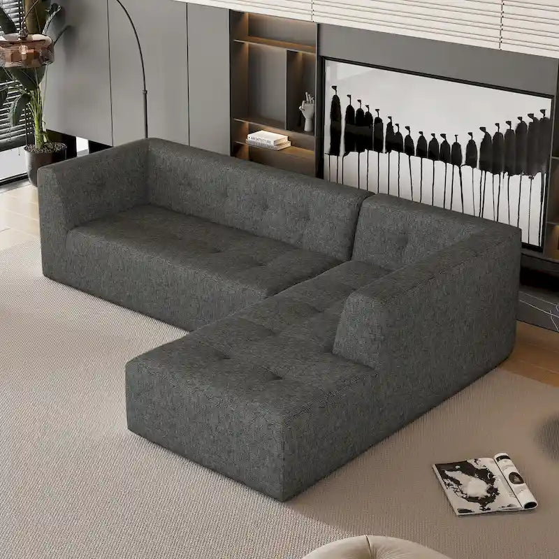 Ensemble Canapé Sectionnel Modulable Forme L pour Salon Moderne Minimaliste, Canapés Rembourrés Assise Profonde
