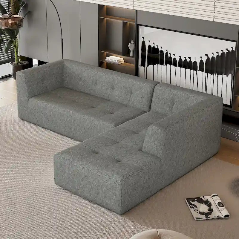 Ensemble Canapé Sectionnel Modulable Forme L pour Salon Moderne Minimaliste, Canapés Rembourrés Assise Profonde