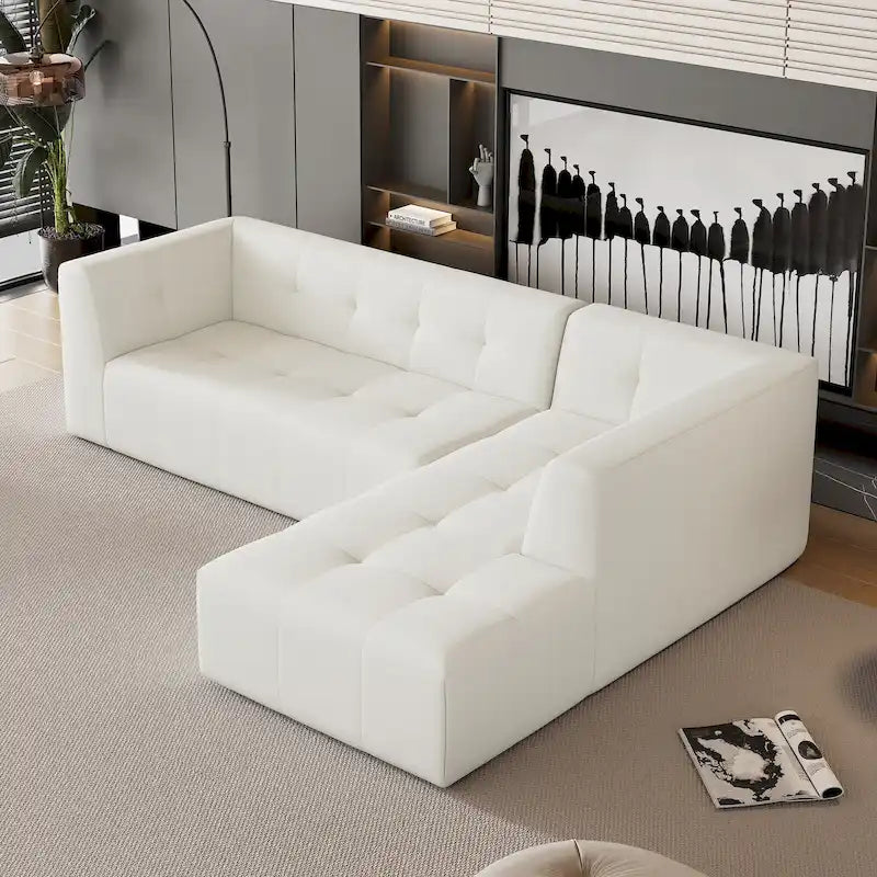 Ensemble Canapé Sectionnel Modulable Forme L pour Salon Moderne Minimaliste, Canapés Rembourrés Assise Profonde