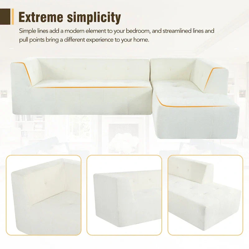 Ensemble Canapé Sectionnel Modulable Forme L pour Salon Moderne Minimaliste, Canapés Rembourrés Assise Profonde