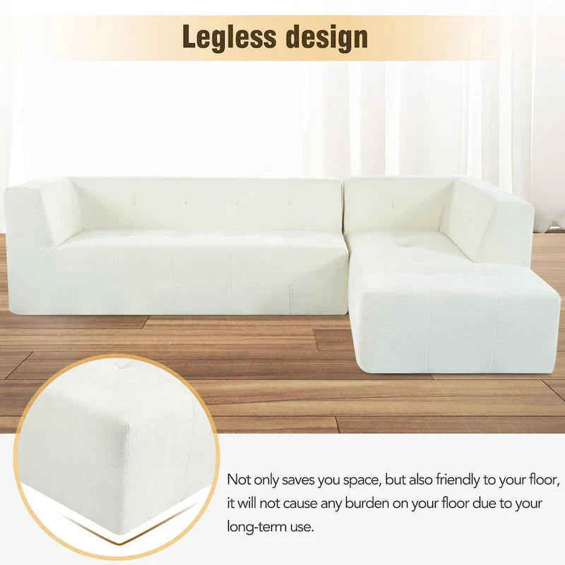 Ensemble Canapé Sectionnel Modulable Forme L pour Salon Moderne Minimaliste, Canapés Rembourrés Assise Profonde