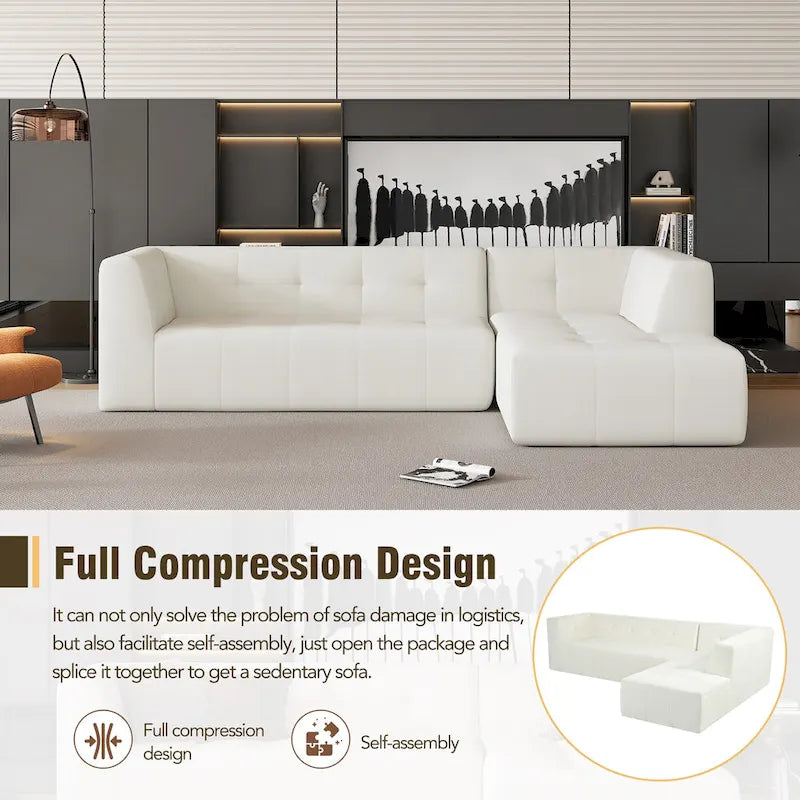 Ensemble Canapé Sectionnel Modulable Forme L pour Salon Moderne Minimaliste, Canapés Rembourrés Assise Profonde