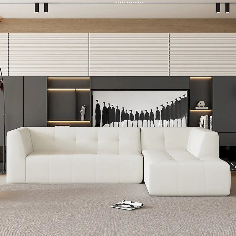 Ensemble Canapé Sectionnel Modulable Forme L pour Salon Moderne Minimaliste, Canapés Rembourrés Assise Profonde