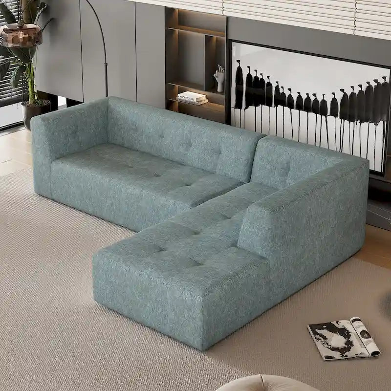 Ensemble Canapé Sectionnel Modulable Forme L pour Salon Moderne Minimaliste, Canapés Rembourrés Assise Profonde
