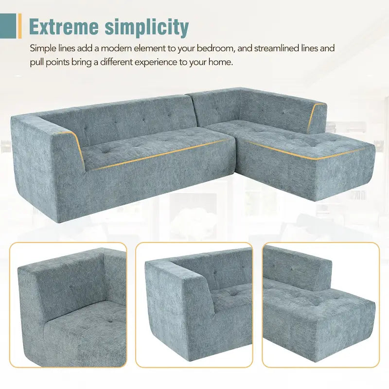 Ensemble Canapé Sectionnel Modulable Forme L pour Salon Moderne Minimaliste, Canapés Rembourrés Assise Profonde