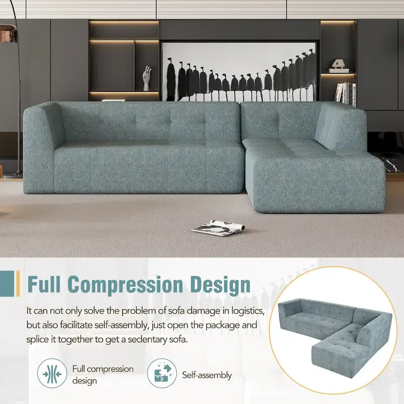 Ensemble Canapé Sectionnel Modulable Forme L pour Salon Moderne Minimaliste, Canapés Rembourrés Assise Profonde