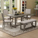 Ensemble de salle à manger 6 pièces, mobilier de cuisine en bois avec table rectangulaire en acacia, 4 chaises et 1 banc