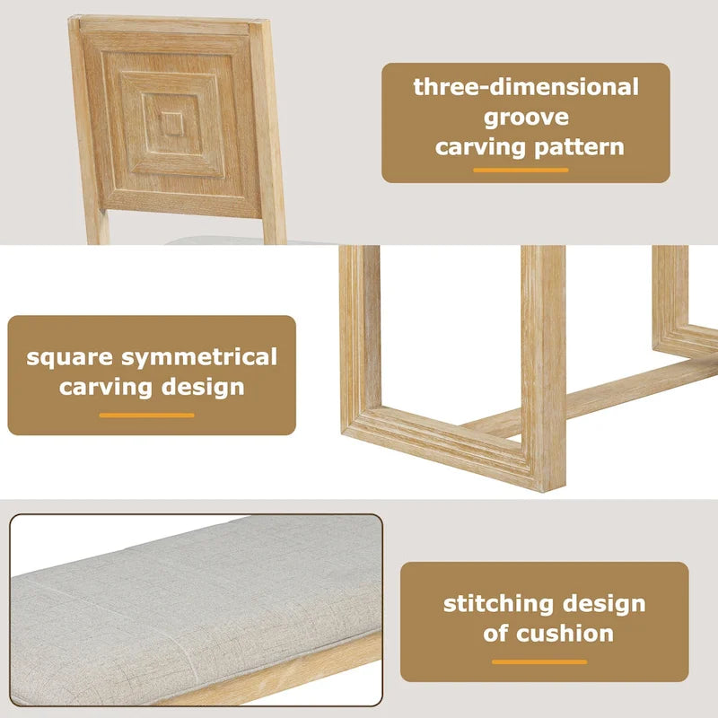 Ensemble de salle à manger 6 pièces, mobilier de cuisine en bois avec table rectangulaire en acacia, 4 chaises et 1 banc