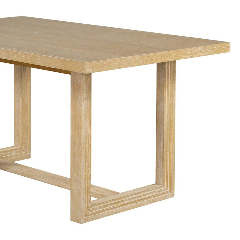 Ensemble de salle à manger 6 pièces, mobilier de cuisine en bois avec table rectangulaire en acacia, 4 chaises et 1 banc