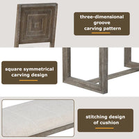 Ensemble de salle à manger 6 pièces, mobilier de cuisine en bois avec table rectangulaire en acacia, 4 chaises et 1 banc