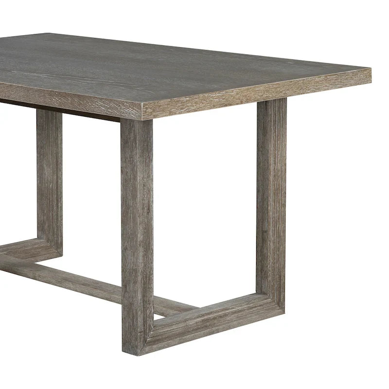 Ensemble de salle à manger 6 pièces, mobilier de cuisine en bois avec table rectangulaire en acacia, 4 chaises et 1 banc