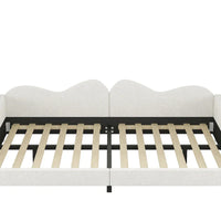 Lit de repos capitonné pleine grandeur, canapé-lit en tissu Sherpa avec dossier en forme de nuage, pas besoin de sommier tapissier, blanc