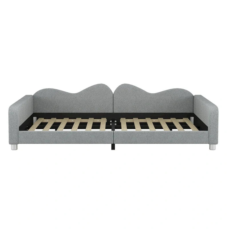 Lit de repos capitonné pleine grandeur, canapé-lit en tissu Sherpa avec dossier en forme de nuage, pas besoin de sommier tapissier, blanc