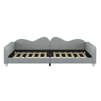 Lit de repos capitonné pleine grandeur, canapé-lit en tissu Sherpa avec dossier en forme de nuage, pas besoin de sommier tapissier, blanc