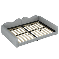 Lit de repos capitonné pleine grandeur, canapé-lit en tissu Sherpa avec dossier en forme de nuage, pas besoin de sommier tapissier, blanc