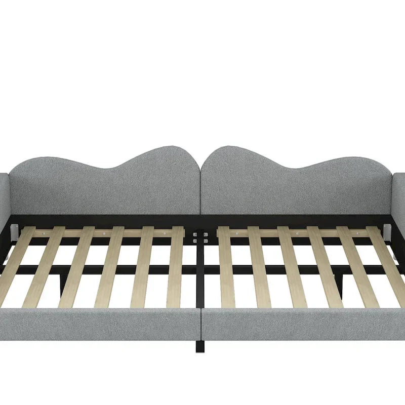 Lit de repos capitonné pleine grandeur, canapé-lit en tissu Sherpa avec dossier en forme de nuage, pas besoin de sommier tapissier, blanc