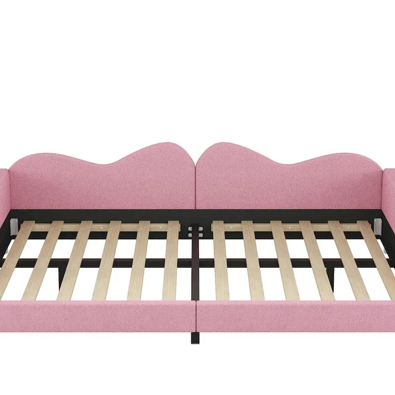 Lit de repos capitonné pleine grandeur, canapé-lit en tissu Sherpa avec dossier en forme de nuage, pas besoin de sommier tapissier, blanc
