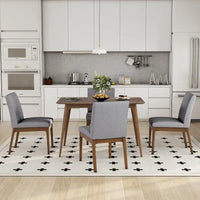 Ensemble de salle à manger 5 pièces, ensemble de meubles de cuisine en bois avec table rectangulaire et 4 chaises rembourrées