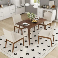 Ensemble de salle à manger 5 pièces, ensemble de meubles de cuisine en bois avec table rectangulaire et 4 chaises rembourrées