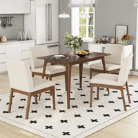 Ensemble de salle à manger 5 pièces, ensemble de meubles de cuisine en bois avec table rectangulaire et 4 chaises rembourrées