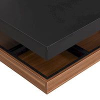 Table basse carrée à 2 niveaux rotative à 360° avec 3 plateaux amovibles