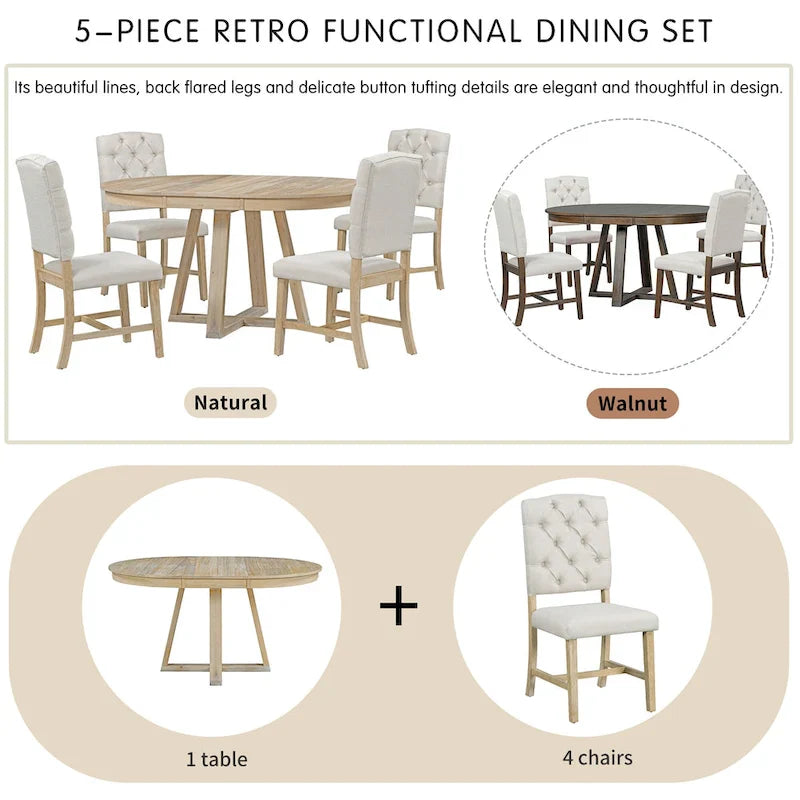 Ensembles de table et chaises de salle à manger multifonctions, ensembles de table de cuisine de ferme avec abattants amovibles et pieds en croix
