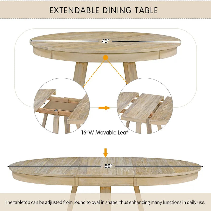 Ensembles de table et chaises de salle à manger multifonctions, ensembles de table de cuisine de ferme avec abattants amovibles et pieds en croix