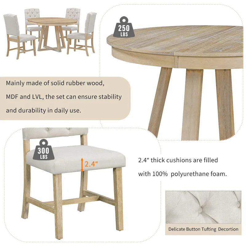 Ensembles de table et chaises de salle à manger multifonctions, ensembles de table de cuisine de ferme avec abattants amovibles et pieds en croix