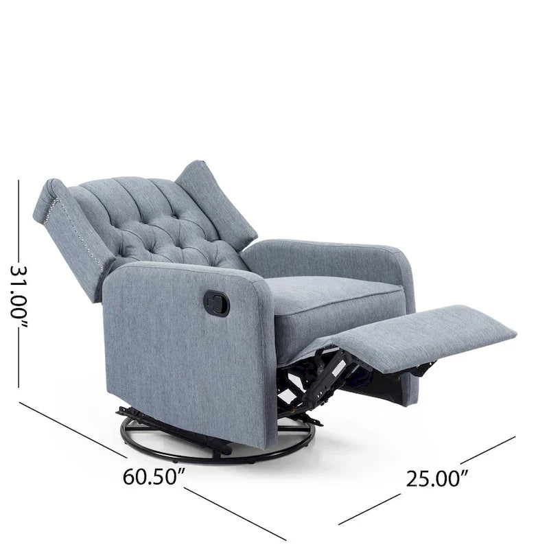 Fauteuil inclinable manuel au design classique Roomfitters avec pivot à 360 degrés, fauteuil de détente relaxant pour salon