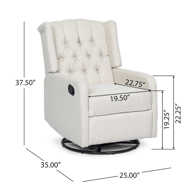 Fauteuil inclinable manuel au design classique Roomfitters avec pivot à 360 degrés, fauteuil de détente relaxant pour salon