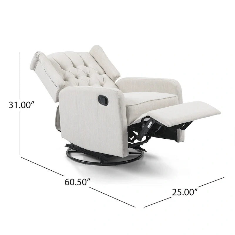 Fauteuil inclinable manuel au design classique Roomfitters avec pivot à 360 degrés, fauteuil de détente relaxant pour salon