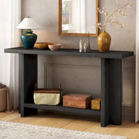 Console de style vintage Roomfitters, placage de frêne avec pieds en T, pour bureau, entrée, couloir, salon