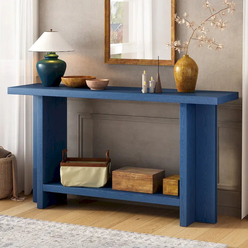 Console de style vintage Roomfitters, placage de frêne avec pieds en T, pour bureau, entrée, couloir, salon