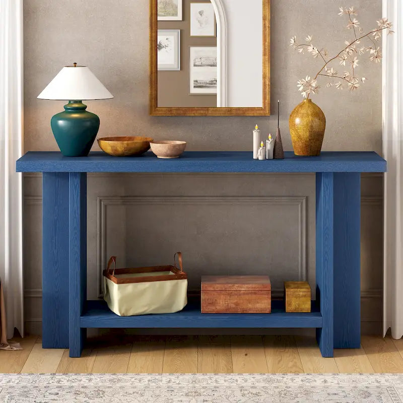 Console de style vintage Roomfitters, placage de frêne avec pieds en T, pour bureau, entrée, couloir, salon