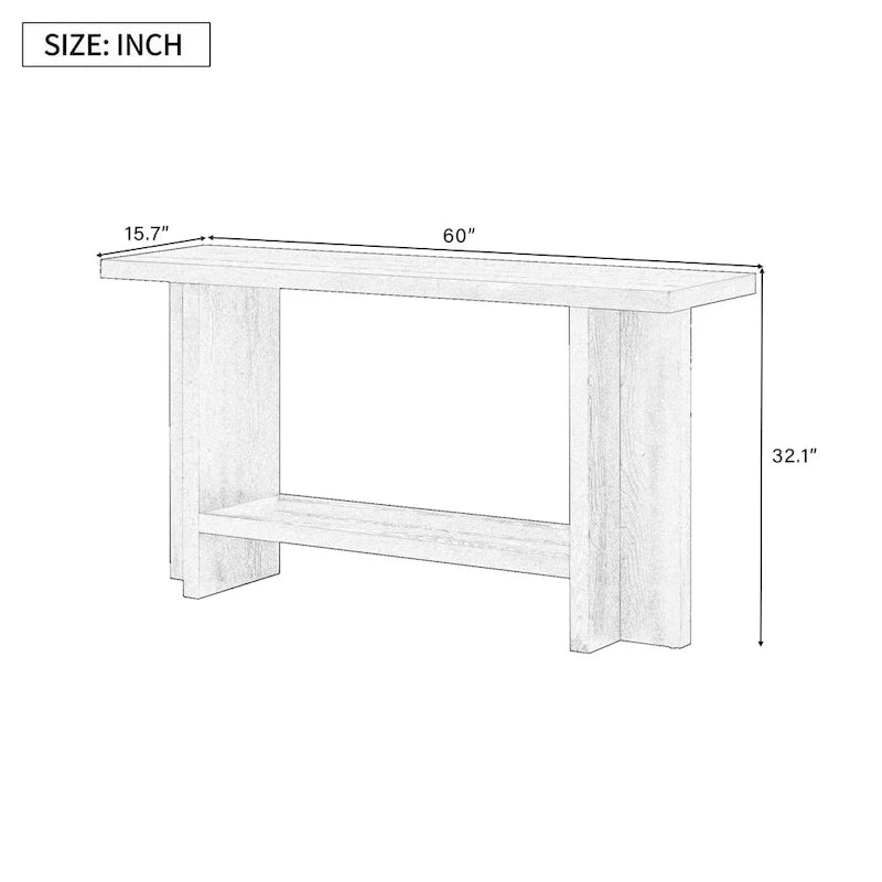 Console de style vintage Roomfitters, placage de frêne avec pieds en T, pour bureau, entrée, couloir, salon