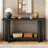 Console de style vintage Roomfitters, placage de frêne avec pieds en T, pour bureau, entrée, couloir, salon