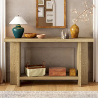 Console de style vintage Roomfitters, placage de frêne avec pieds en T, pour bureau, entrée, couloir, salon