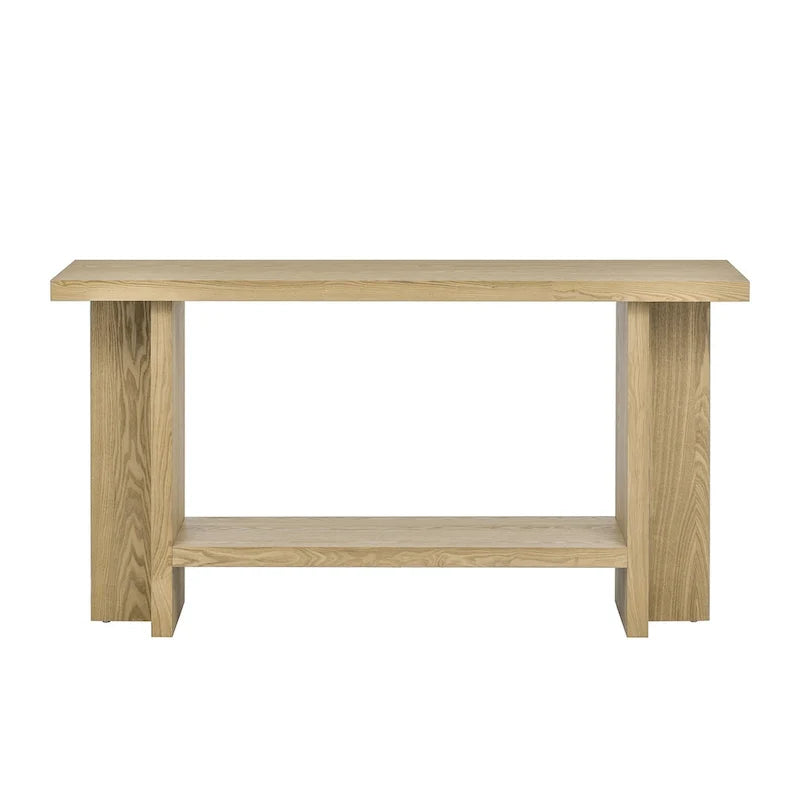 Console de style vintage Roomfitters, placage de frêne avec pieds en T, pour bureau, entrée, couloir, salon