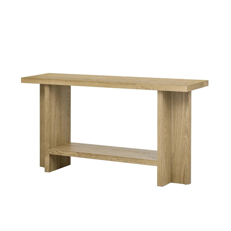 Console de style vintage Roomfitters, placage de frêne avec pieds en T, pour bureau, entrée, couloir, salon