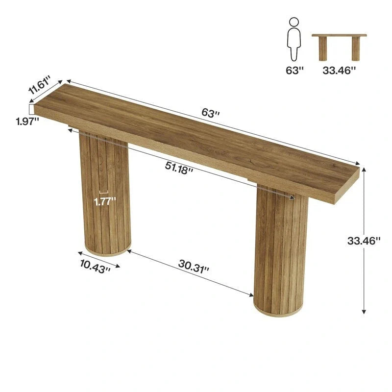 Table console longue 63 pouces pour entrée, couloir ou salon