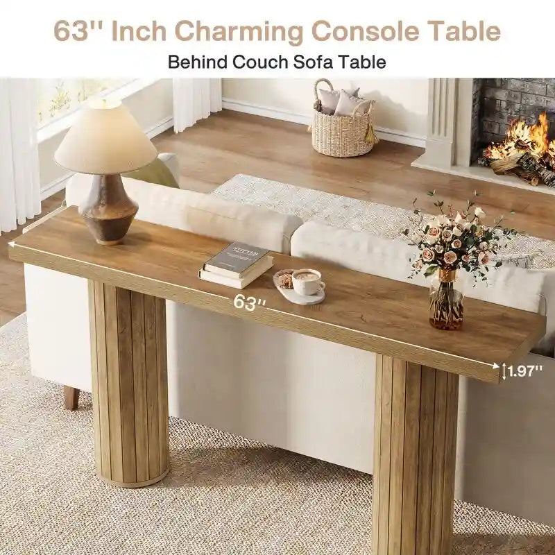 Table console longue 63 pouces pour entrée, couloir ou salon