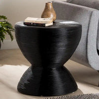 Table d'appoint Tokyo en rotin naturel stratifié - Table sablier au design sculptural, style bohème chic pour le salon