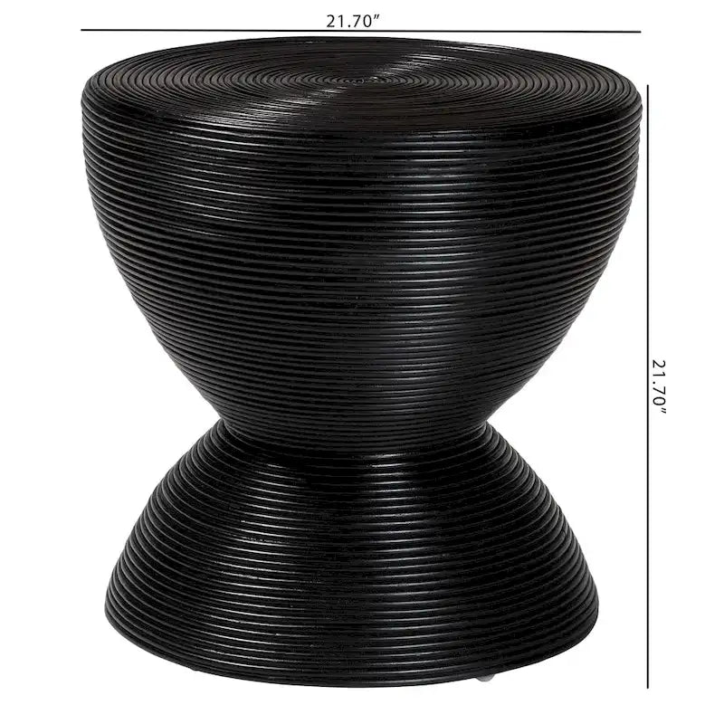 Table d'appoint Tokyo en rotin naturel stratifié - Table sablier au design sculptural, style bohème chic pour le salon